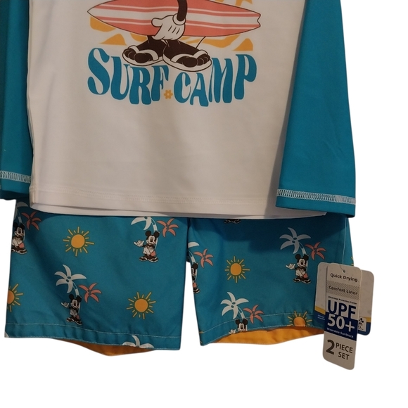 Mickey Mouse UPF 50+ Rash Guard & Swim Trunks Set Size 4T – Toddler Boys New - Picture 5 of 7